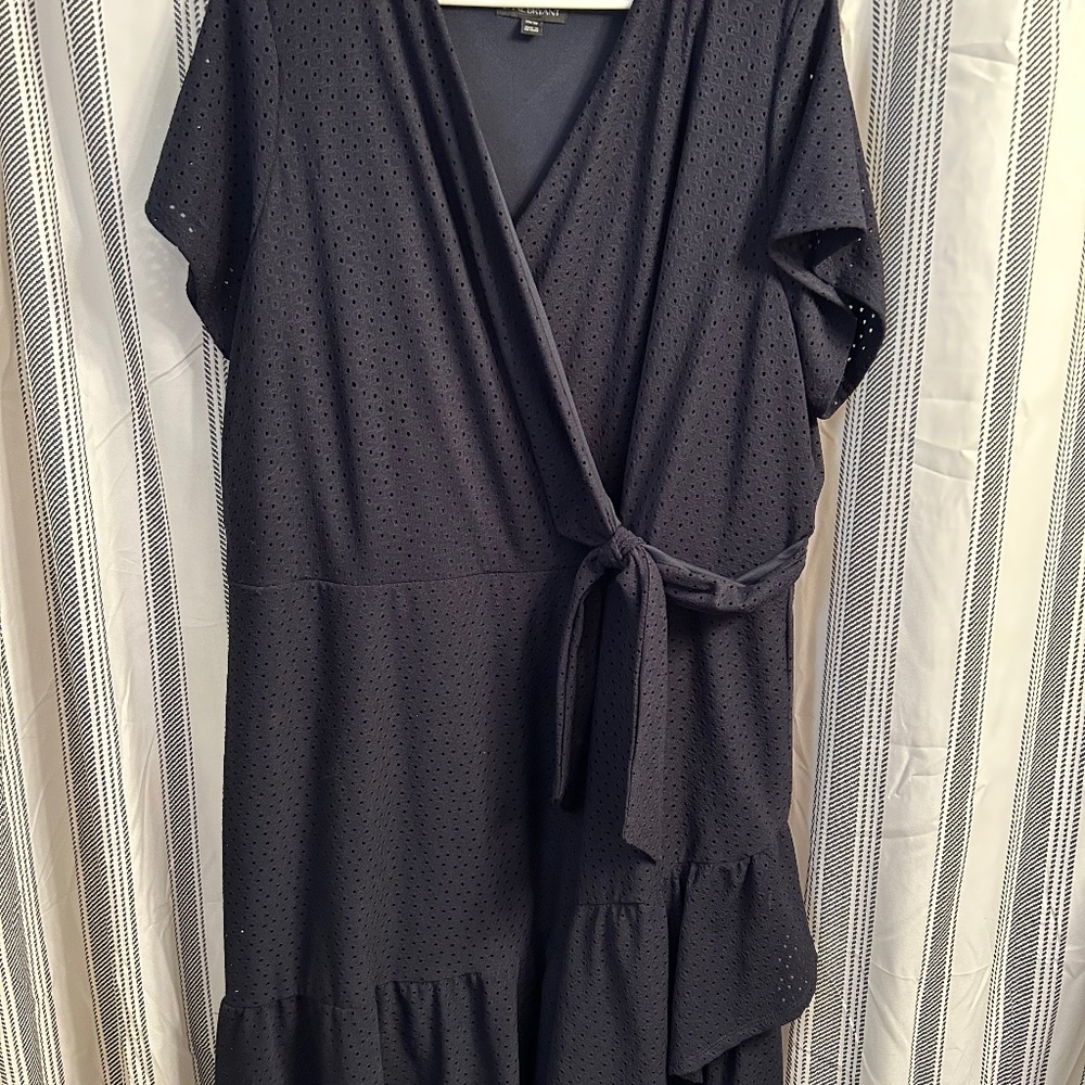 Lane Bryant midi Navy eyelet dress